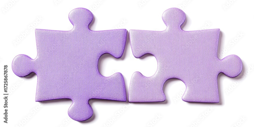 Obraz premium Two matching light purple jigsaw puzzle pieces