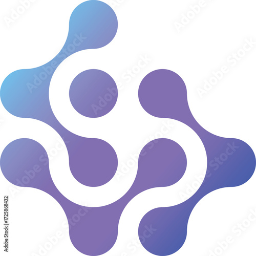 Purple metaball is an abstract geometric shape. Connected shapes of liquid molecules. Vector morphing design element for banners, collages, labels, and prints. Isolated vector illustration.