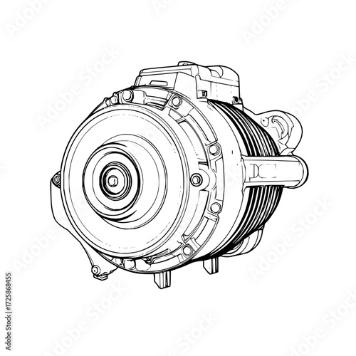 Automotive alternator generator replacement part for car engine electrical system component technology drawing