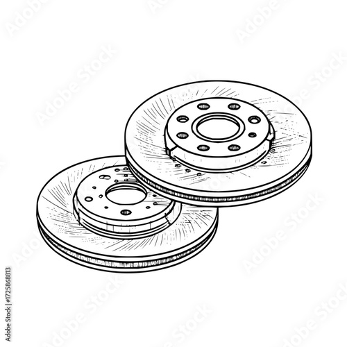 Automotive brake rotors vector illustration car brake discs for vehicle repair and maintenance parts drawing