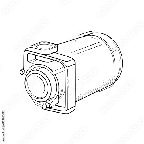 Camera lens illustration photography equipment drawing sketch art design optical device artistic rendering style