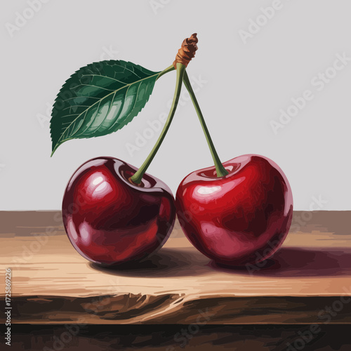 cherries on a wooden table