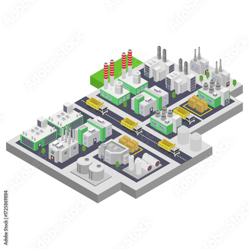 Green Waste Recycle Factory Building Isometric