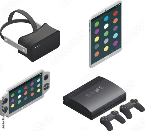set of smart gadgets isolated on white 