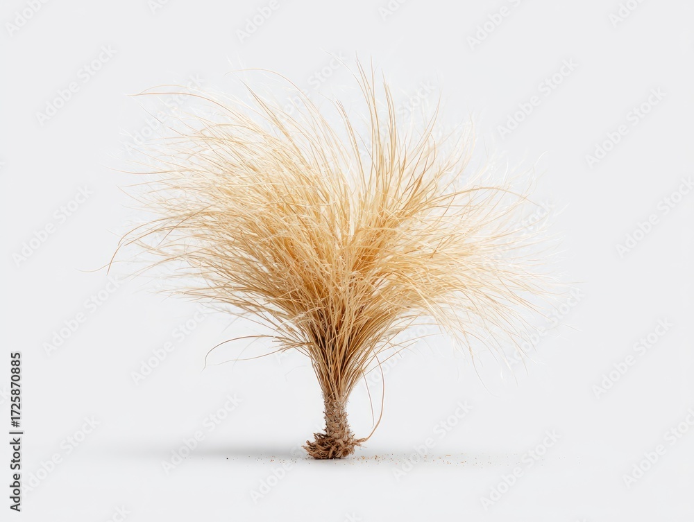 Fototapeta premium Light beige grass tuft, studio shot