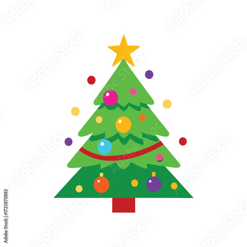 Modern and playful Christmas tree vector with a colorful, abstract design.
