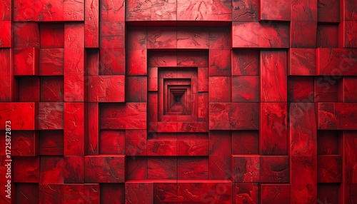 Fototapeta Naklejka Na Ścianę i Meble -  Red geometric tunnel