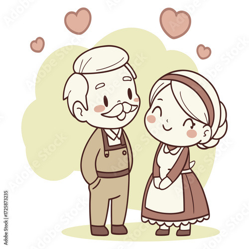 Print Grandfather and grandmother in love with hearts