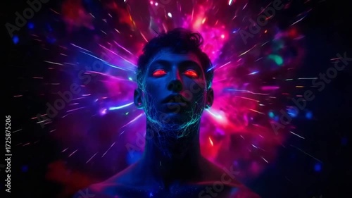 Wallpaper Mural Abstract Man, Psychedelic Burst, Inner Light, Dynamic Visuals. Torontodigital.ca