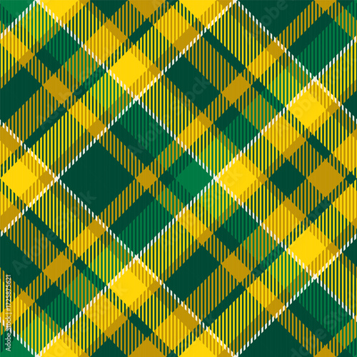 Green and yellow seamless plaid tartan pattern, colorful natural fabric swatch, textile, geometric background