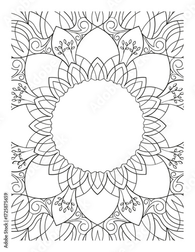 Mandala Coloring Page & Book for Adults and Kid. High resolution (300 DPI), Ready to print on standard 8.5x11-(A4) inch paper With (No Bleed), Black and White. Vector illustration