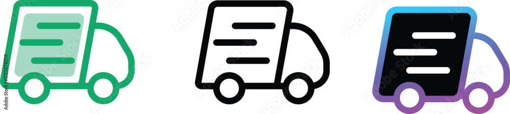 Fototapeta premium Shipping Delivery Icon Pack Outline Bold Color Styles Clean truck icon set in three styles outline bold and color Great for ecommerce logistics apps order tracking and online retail platforms