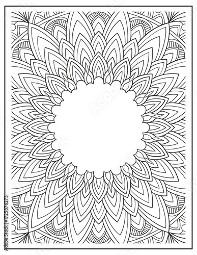 Bold and Easy Mandala Coloring Page & Book for Adults and Kid. High resolution (300 DPI), Ready to print on standard 8.5x11-(A4) inch paper With (No Bleed), Black and White. Vector illustration