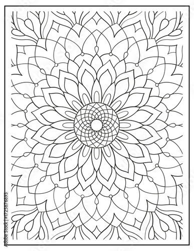 Bold and Easy Mandala Coloring Page & Book for Adults and Kid. High resolution (300 DPI), Ready to print on standard 8.5x11-(A4) inch paper With (No Bleed), Black and White. Vector illustration