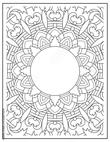 Bold and Easy Mandala Coloring Page & Book for Adults and Kid. High resolution (300 DPI), Ready to print on standard 8.5x11-(A4) inch paper With (No Bleed), Black and White. Vector illustration