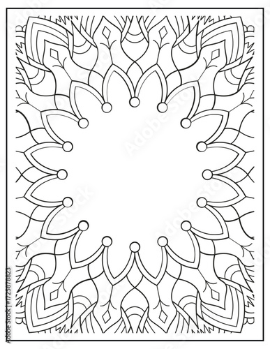 Bold and Easy Mandala Coloring Page & Book for Adults and Kid. High resolution (300 DPI), Ready to print on standard 8.5x11-(A4) inch paper With (No Bleed), Black and White. Vector illustration