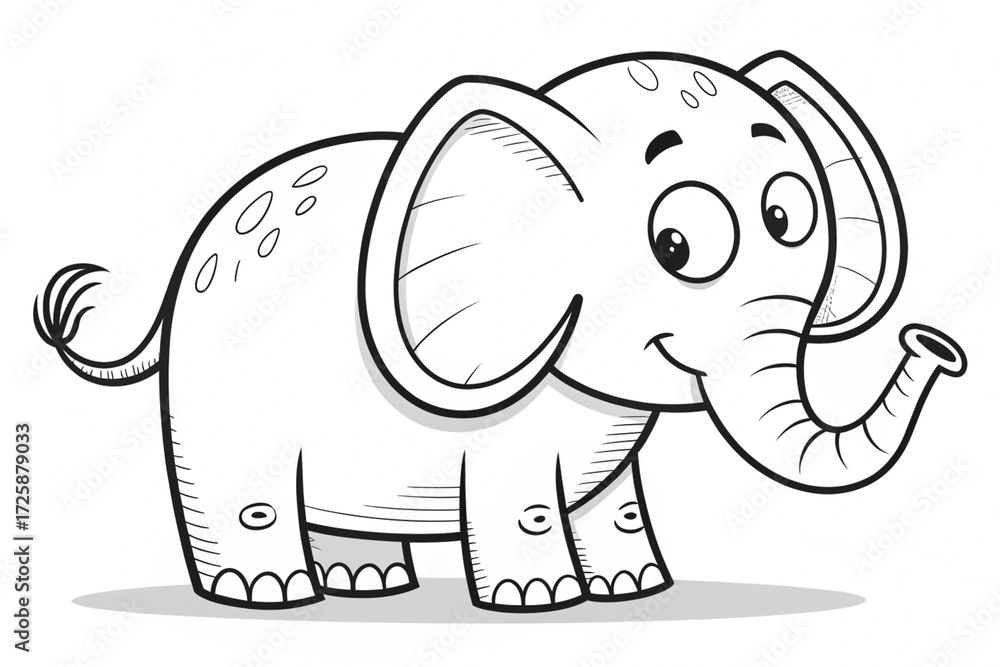 Fototapeta premium Elephant Alphabet Coloring Page – Bold Black-and-White Vector Outline for Kids