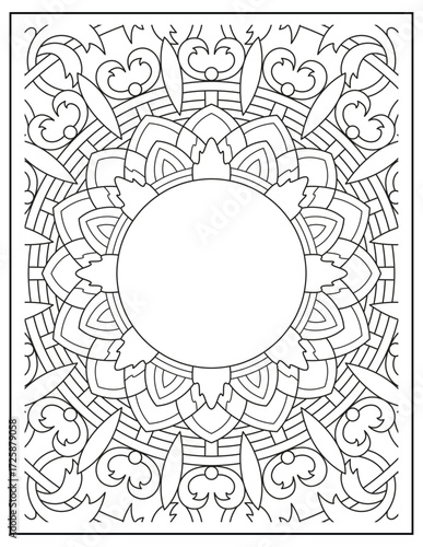 Bold and Easy Mandala Coloring Page & Book for Adults and Kid. High resolution (300 DPI), Ready to print on standard 8.5x11-(A4) inch paper With (No Bleed), Black and White. Vector illustration