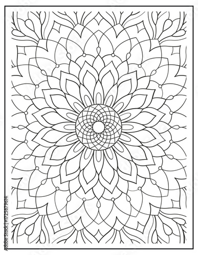 Bold and Easy Mandala Coloring Page & Book for Adults and Kid. High resolution (300 DPI), Ready to print on standard 8.5x11-(A4) inch paper With (No Bleed), Black and White. Vector illustration