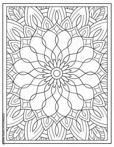 Bold and Easy Mandala Coloring Page & Book for Adults and Kid. High resolution (300 DPI), Ready to print on standard 8.5x11-(A4) inch paper With (No Bleed), Black and White. Vector illustration