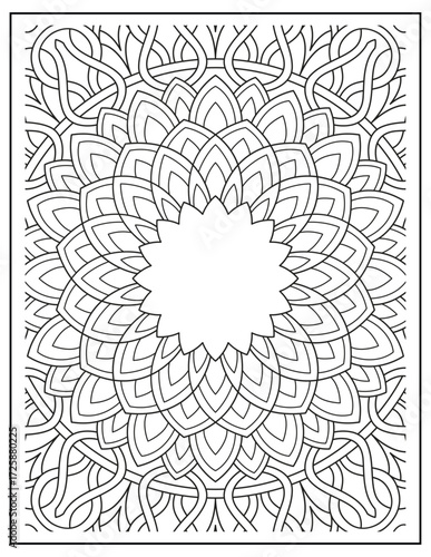 Bold and Easy Mandala Coloring Page & Book for Adults and Kid. High resolution (300 DPI), Ready to print on standard 8.5x11-(A4) inch paper With (No Bleed), Black and White. Vector illustration