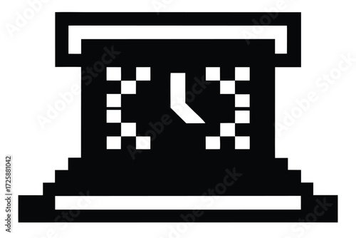 Pixelated hourglass showcases passage of time with digital and geometric flair