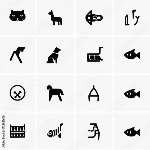 Bold animal icon set for pet lovers, rescue organizations and veterinary clinics needing modern branding