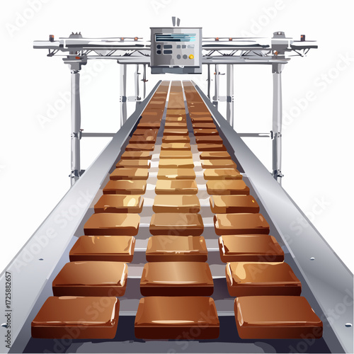 Delicious chocolate bars moving along a modern automated food production line, showcasing efficiency and quality in the confectionery industry