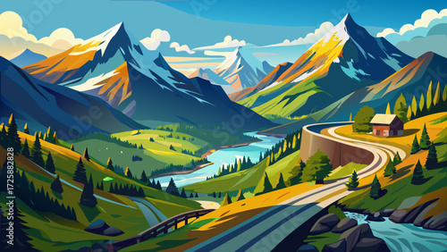 Amazing nature scenery. View on Grossglockner High Alpine Road.