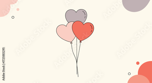 Three beautiful heart shaped balloons floating gracefully in the sky.