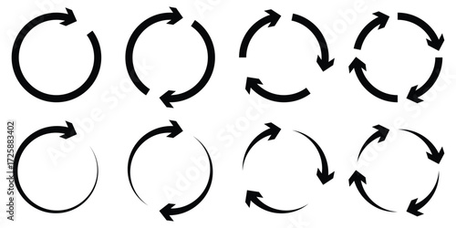 circle arrow icon set. circular arrow icon, refresh, reload, rotation. Green recycle vector icon symbol. Repeat and reload icons set and arrow rotation circle. Circle arrow clipart isolated 