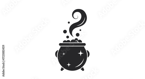 A magical cauldron bubbling with mysterious ingredients and swirling steam.