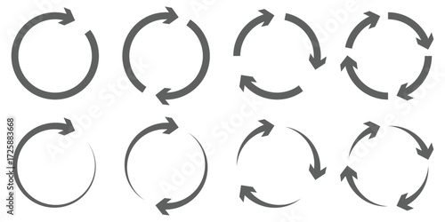 circle arrow icon set. circular arrow icon, refresh, reload, rotation. Green recycle vector icon symbol. Repeat and reload icons set and arrow rotation circle. Circle arrow clipart isolated 