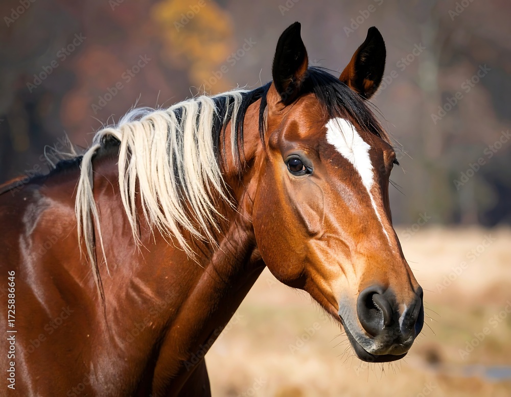 Obraz premium Horse portrait in autumnal field