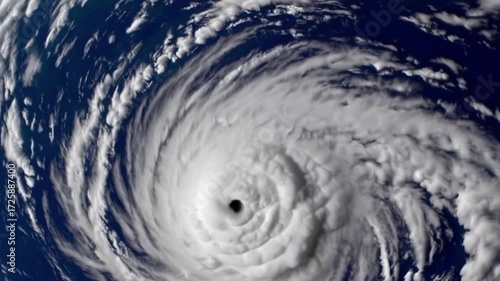 Satellite Image of Hurricane Approaching Florida with Visible Eye