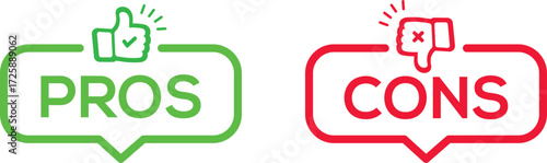 pros and cons. advantages disadvantages list template with thumbs up and down. transparent png and vector illustration