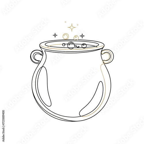 Magic Cauldron Line Art for Witchy Logo Design