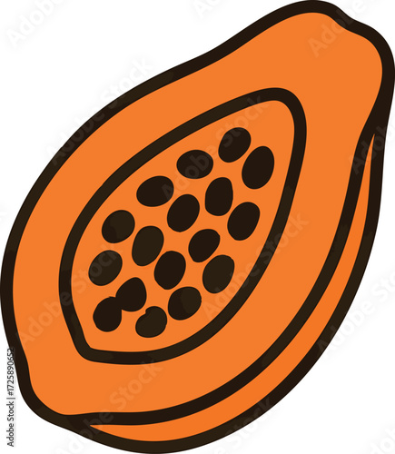 Flat vector of dried papaya, isolated on white background