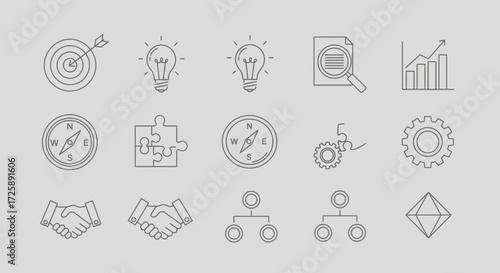 Business and Strategy Icons - A Collection of Icons Representing Key Concepts for Business Development and Strategic Planning