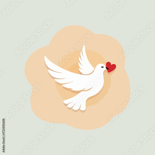 Scalable vector illustration of dove in geometric sky, globe with peace symbols, group holding hands circle, and abstract harmony elements, perfect for International Day of Non-Violence campaigns.