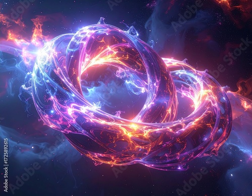 Cosmic torus swirling with vibrant energy in a nebulous space