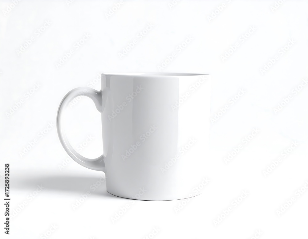 Fototapeta premium Blank white mug on white background for design mockup