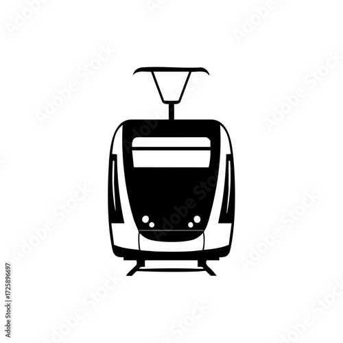 Modern tram illustration representing public transportation, urban commuting, and eco travel.
