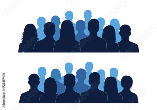 A diverse group of people standing together in a crowd.