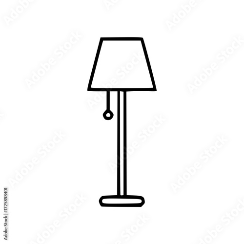 An Elegant minimalist floor lamp in outline. A classic design for interior spaces. A light fixture that provides illumination.