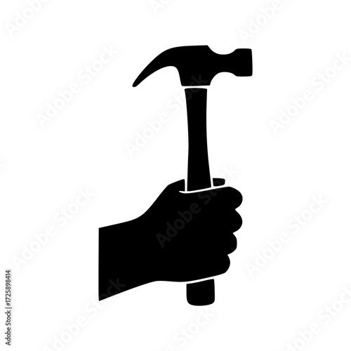 A hand firmly gripping a hammer, ready for work