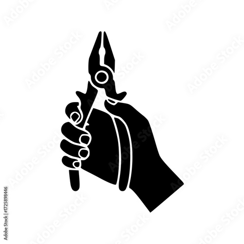 An illustration depicting a hand firmly holding a pair of pliers, emphasizing precision and control