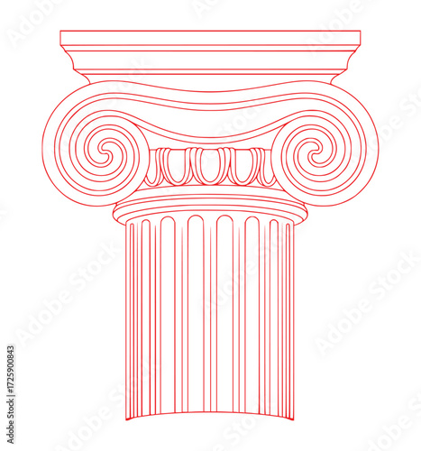 Ionic Column Capital and Shaft - Architectural Illustration