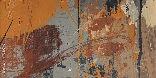 rusty metal background. The grunge art design features an old rusty metal texture wall pattern with paint and vintage color. 