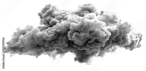Dense gray smoke cloud against a white background